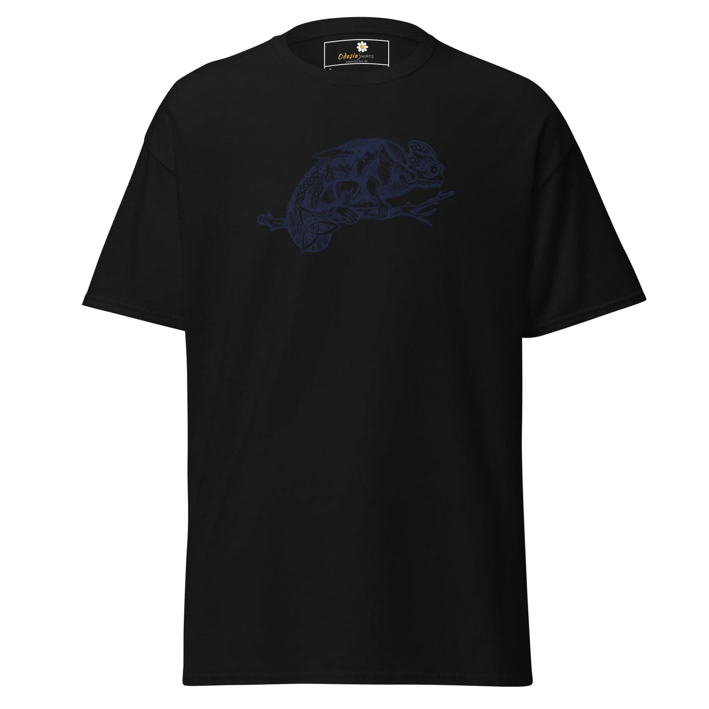 Black T-shirt with chameleon design from T-SHIRT DESIGN TEE for Man and Woman sizes S to XL