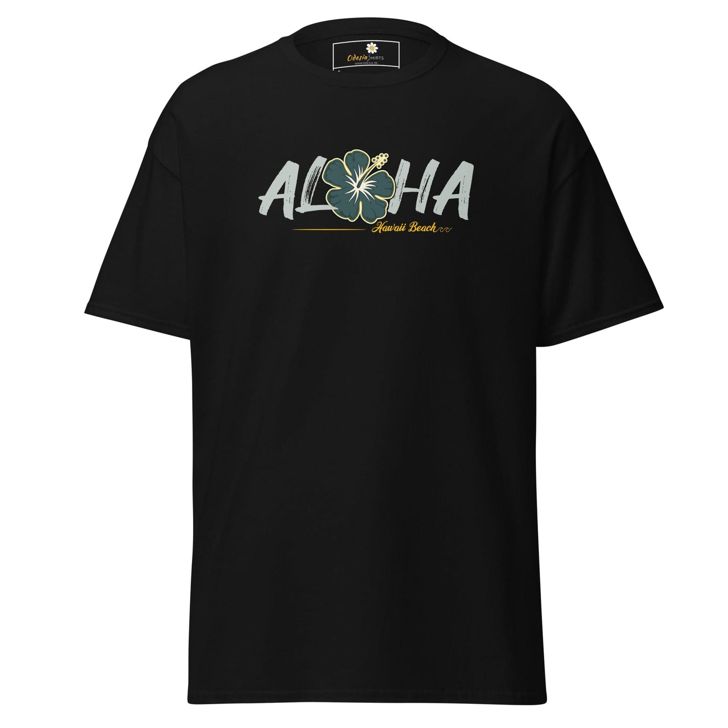 Black T-shirt with Aloha graphic, suitable for Men and Women, Sizes S to XL