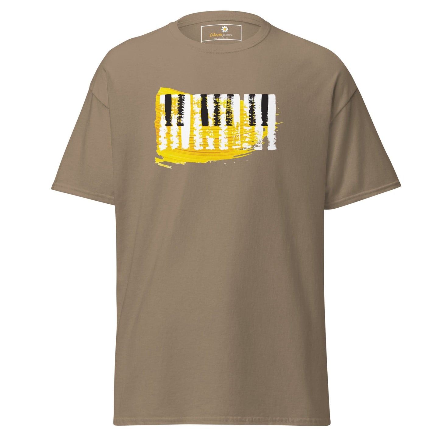 Khaki T-Shirt with Piano Keys Design for Men and Women in Sizes S to XL