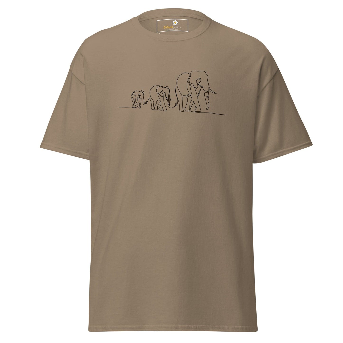 Unisex classic t-shirt - WILD LIFE ELEPHANTS IN LINE - REGULAR - Brown Savana / S