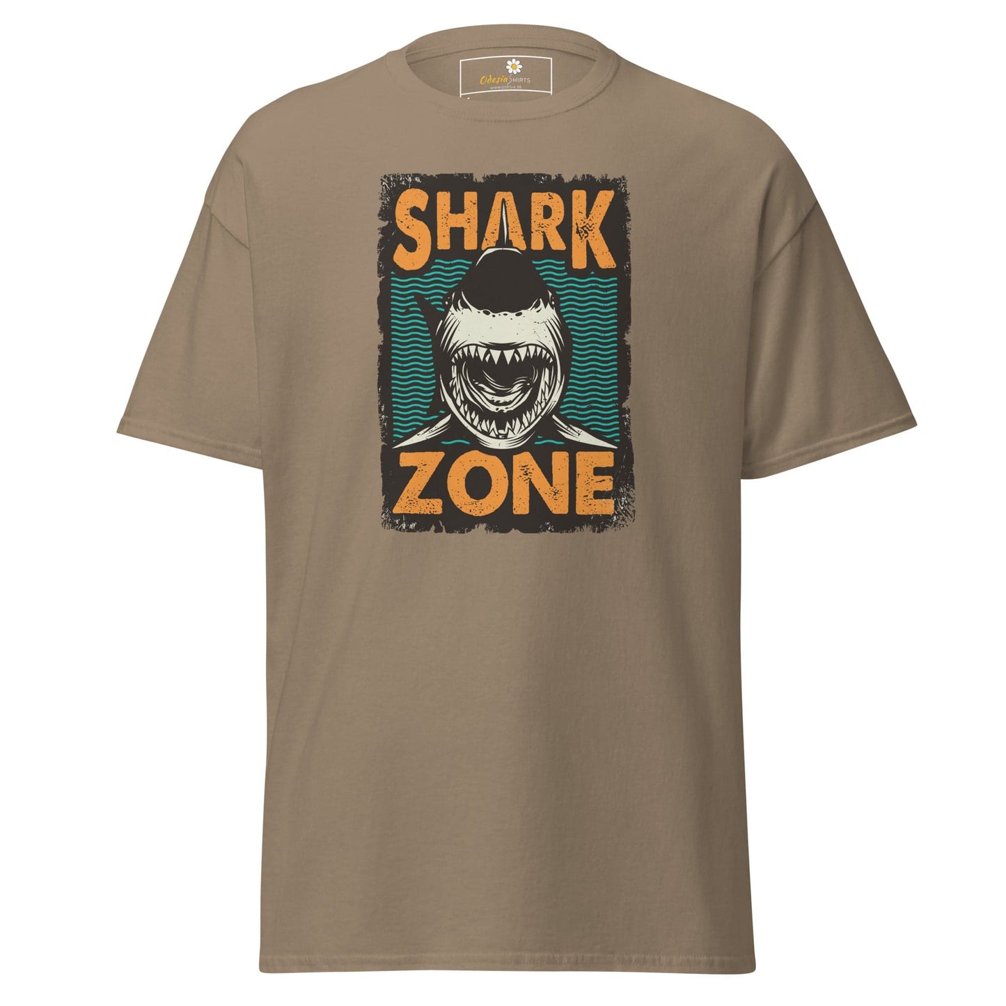 Unisex classic t-shirt - WILD LIFE SHARK ZONE - REGULAR - Brown Savana / S