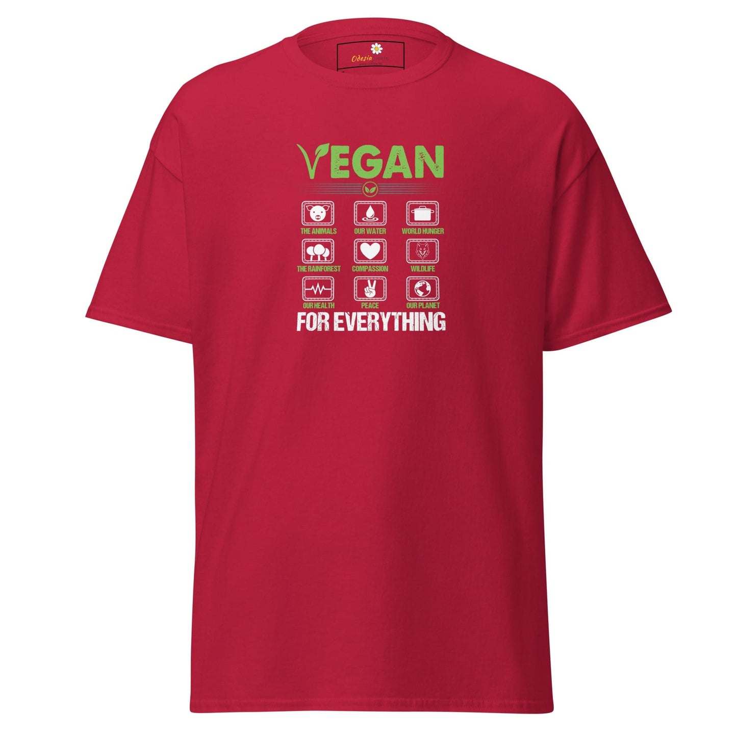 Red vegan-themed T-shirt displayed in T-SHIRT DESIGN TEE for Men and Women S to XL
