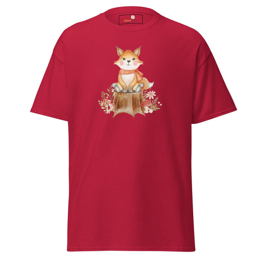 UNisex classic t-shirt - DRAWING FOX ON WOOD - REGULAR - Cardinal / S