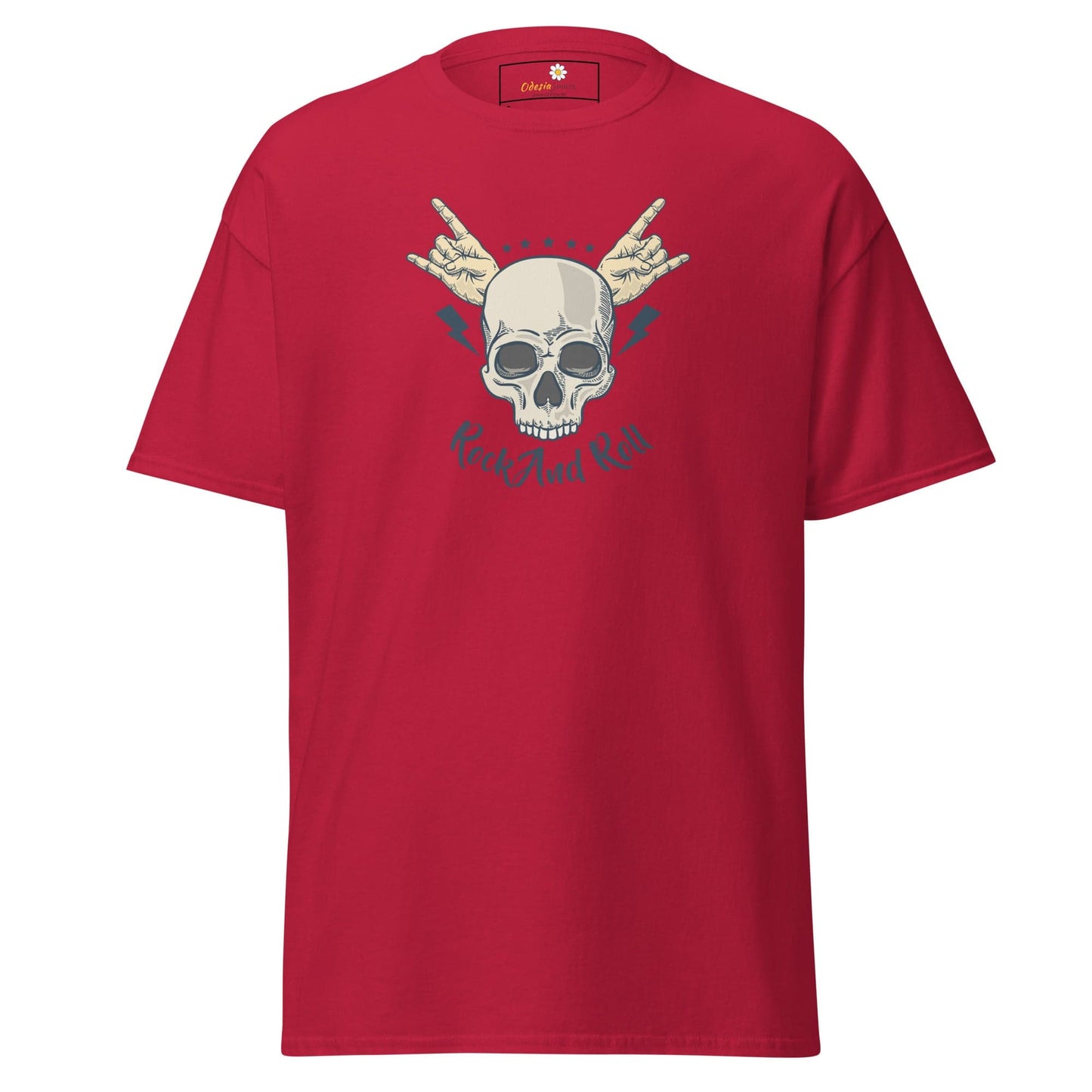Red T-shirt with skull graphic from T-SHIRT DESIGN TEE for men and women sizes S to XL