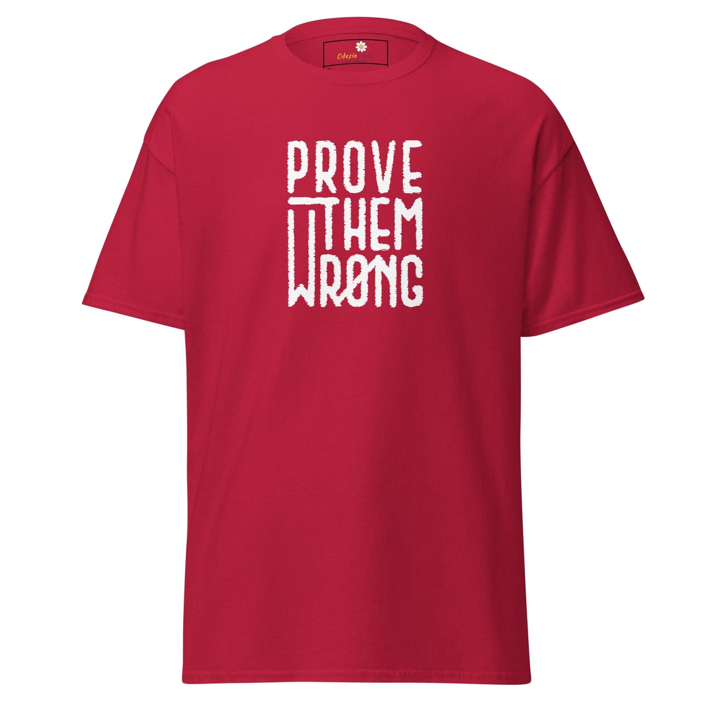 Red T-shirt with white text from T-SHIRT DESIGN TEE for Men and Women, available S to XL