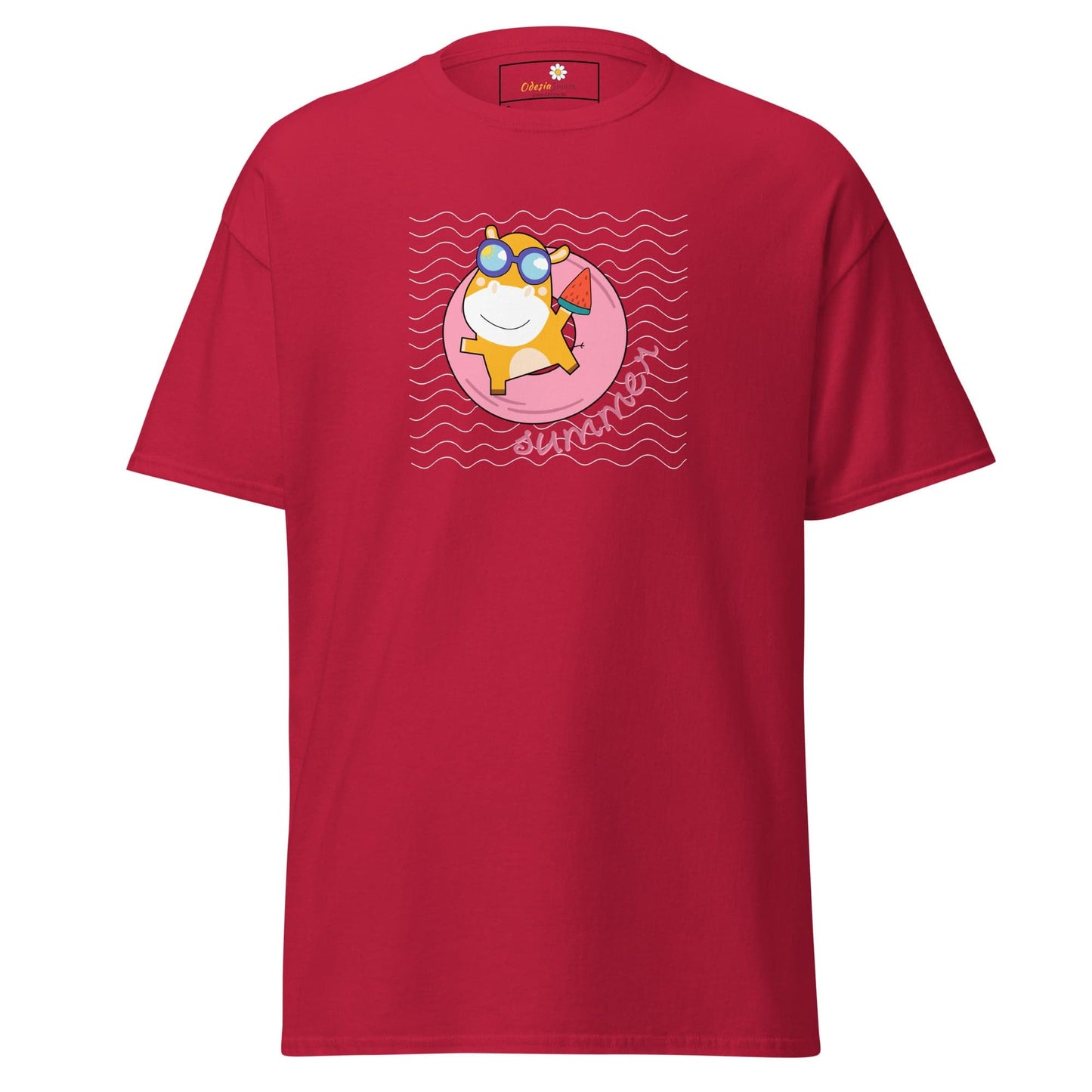 Red T-shirt with cartoon graphic featured in T-SHIRT DESIGN TEE for Men and Women
