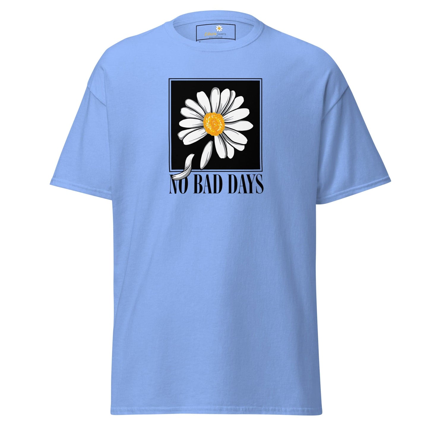 Light blue t-shirt with daisy graphic from T-SHIRT DESIGN TEE for Men and Women S to XL