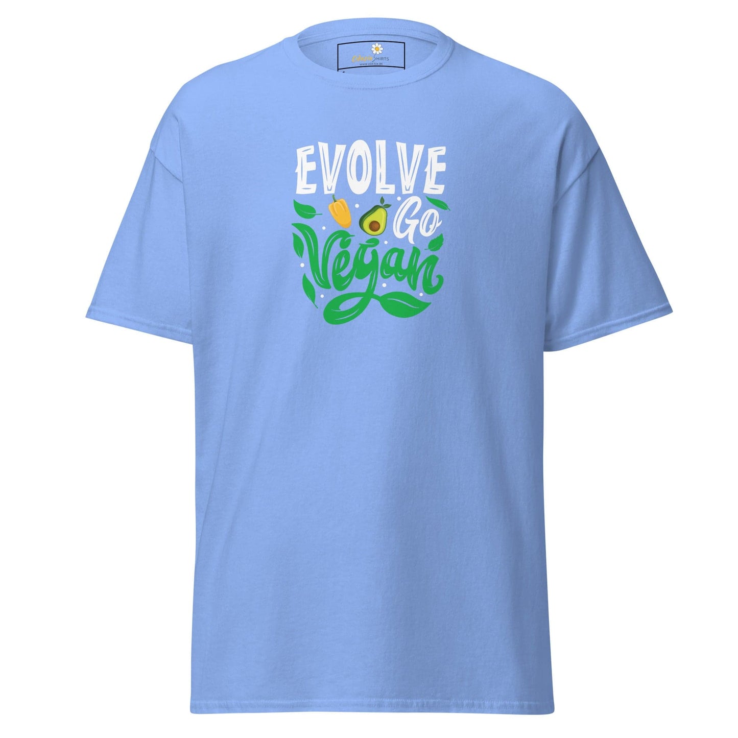 Unisex classic t-shirt - VEGAN EVOLVE GO VEGAN - REGULAR - Carolina Blue / S