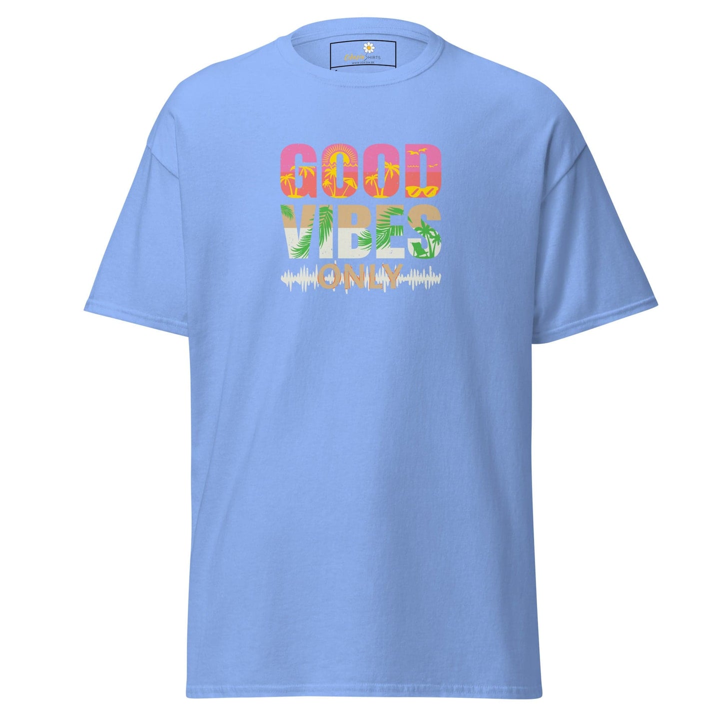 Unisex classic t-shirt - TEXT POSITIVE GOOD VIBES ONLY - REGULAR - Carolina Blue / S