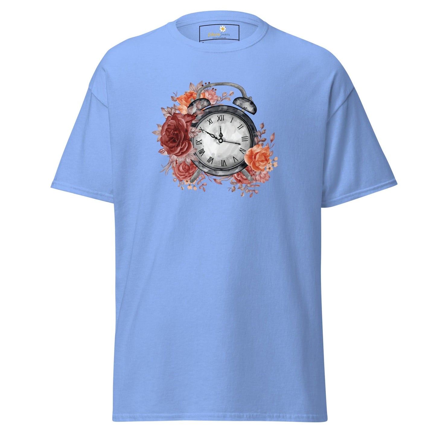 Unisex classic t-shirt - FANTASY CLOCK TIME FLOWERS - REGULAR - Carolina Blue / S