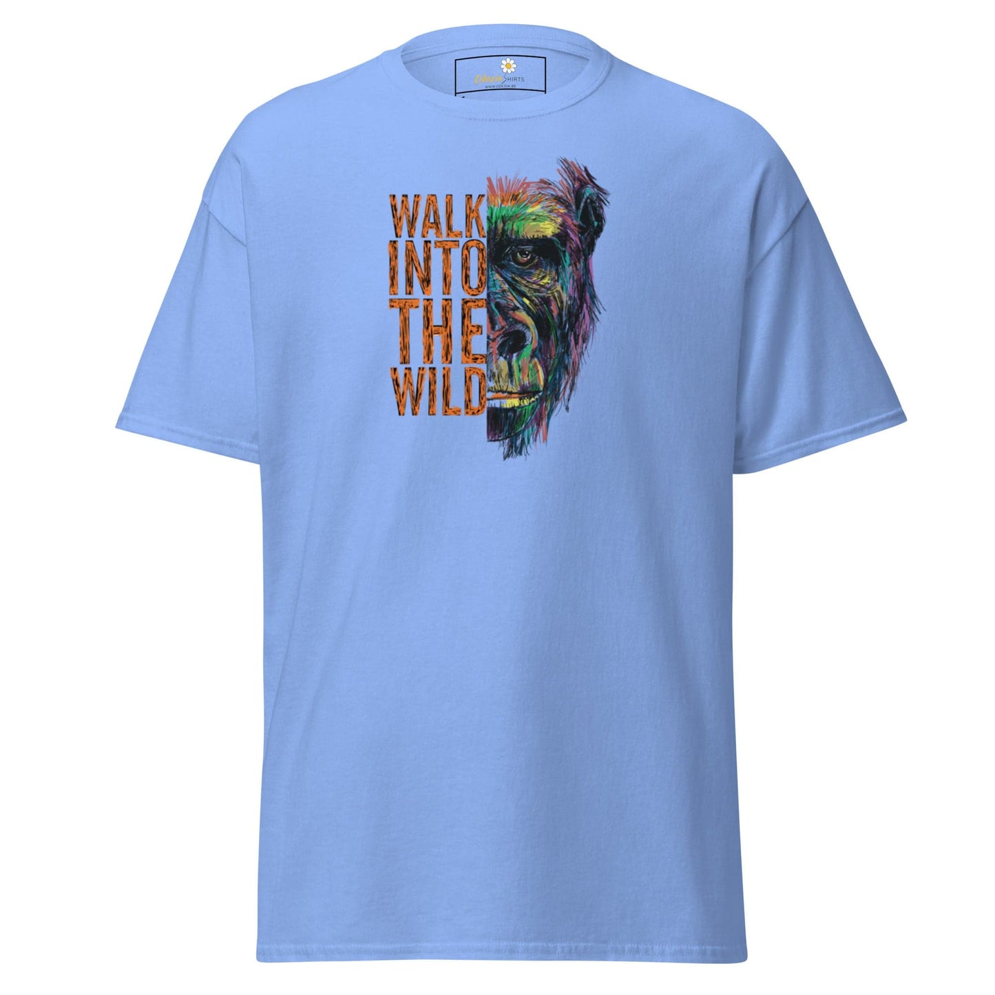 Light blue T-shirt with gorilla graphic from T-SHIRT DESIGN TEE for men and women