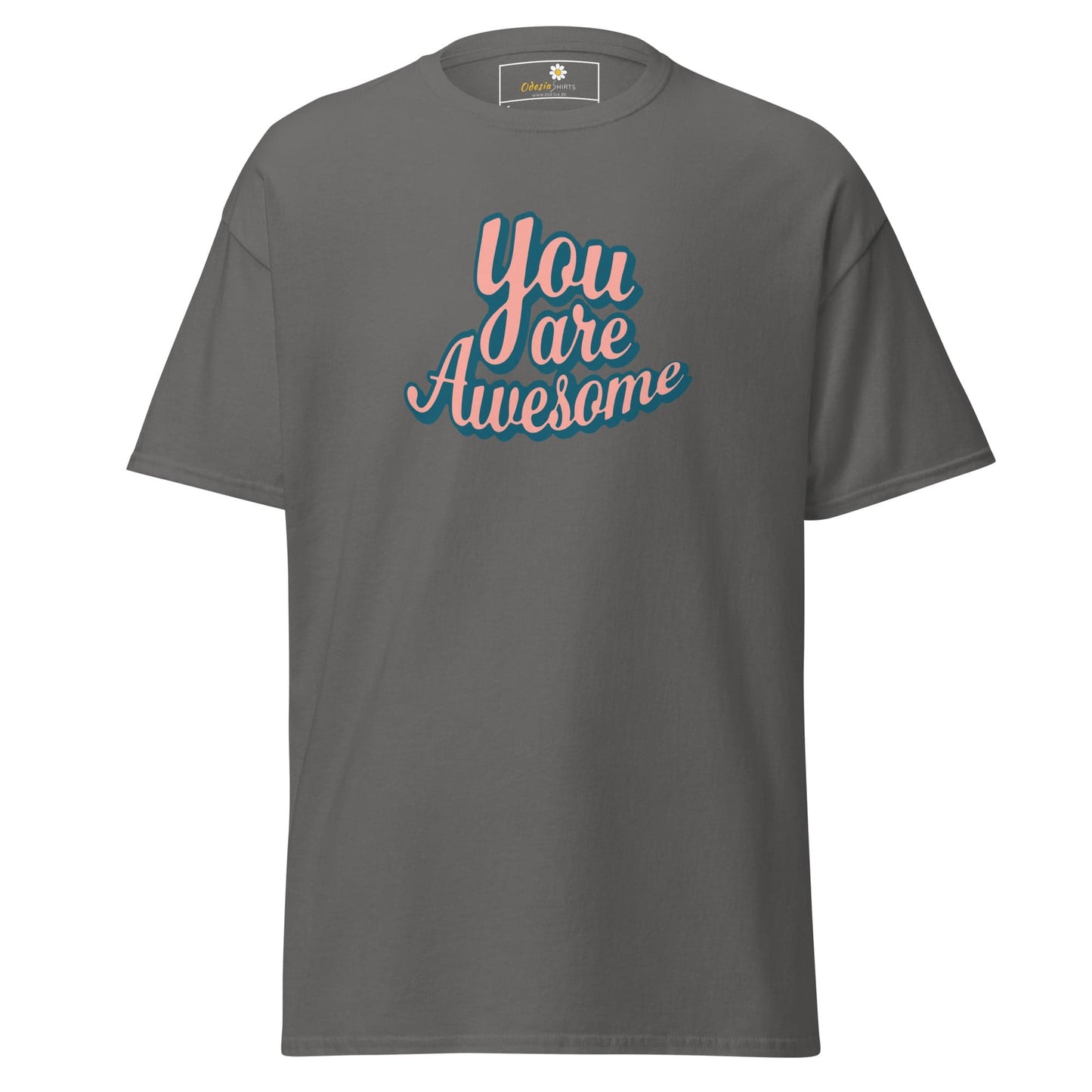 Unisex classic t-shirt - TEXT YOU ARE AWESOME - REGULAR - Charcoal / S