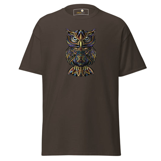 Unisex classic t-shirt - WILD LIFE ABSTRACT OWL - REGULAR - Dark Chocolate / S