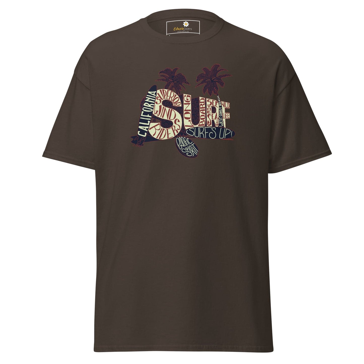 Unisex classic t-shirt - SUMMER SURF CALIFORNIA - REGULAR - Dark Chocolate / S