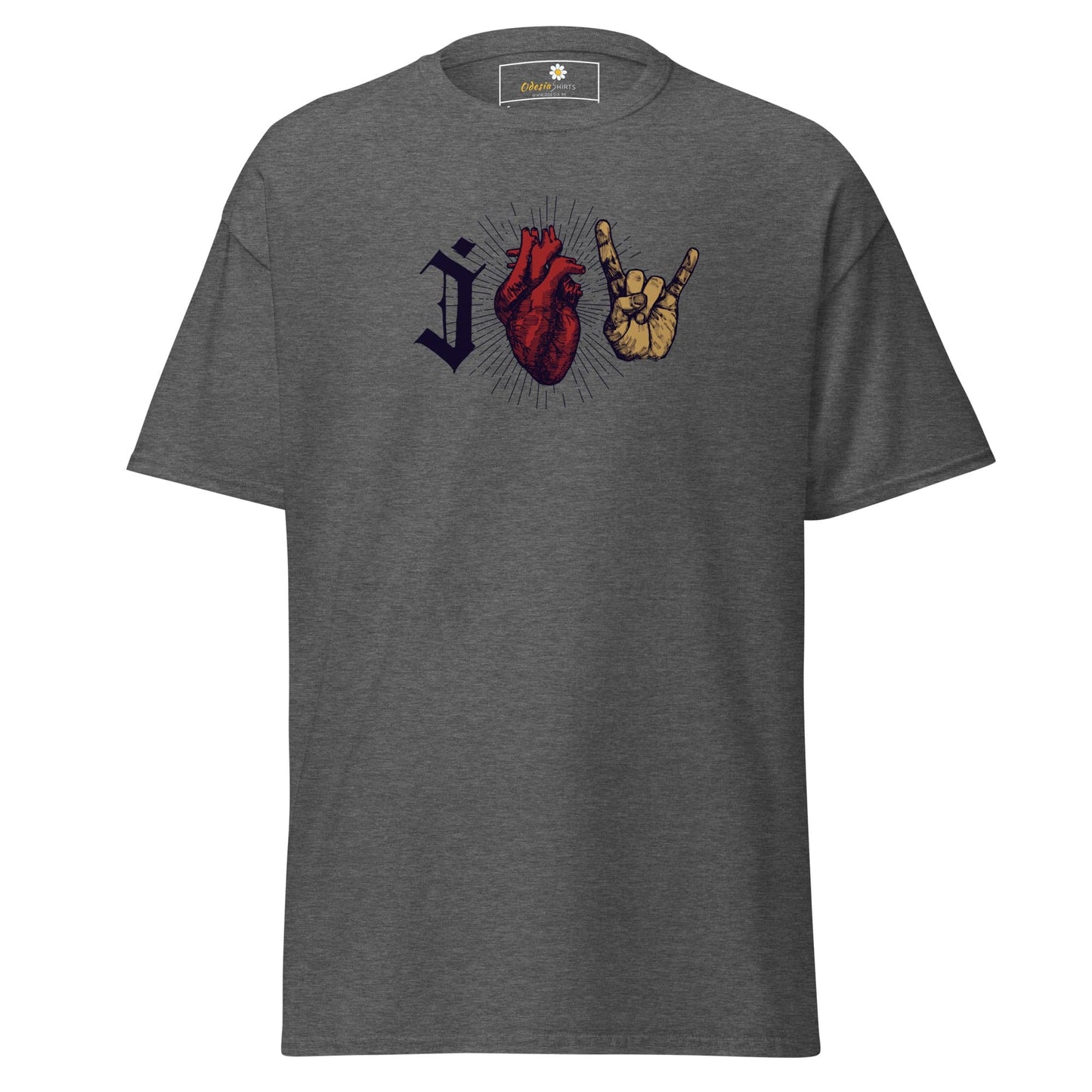 Unisex classic t-shirt - MUSIC I LOVE ROCK AND ROLL - REGULAR - Dark Heather / S