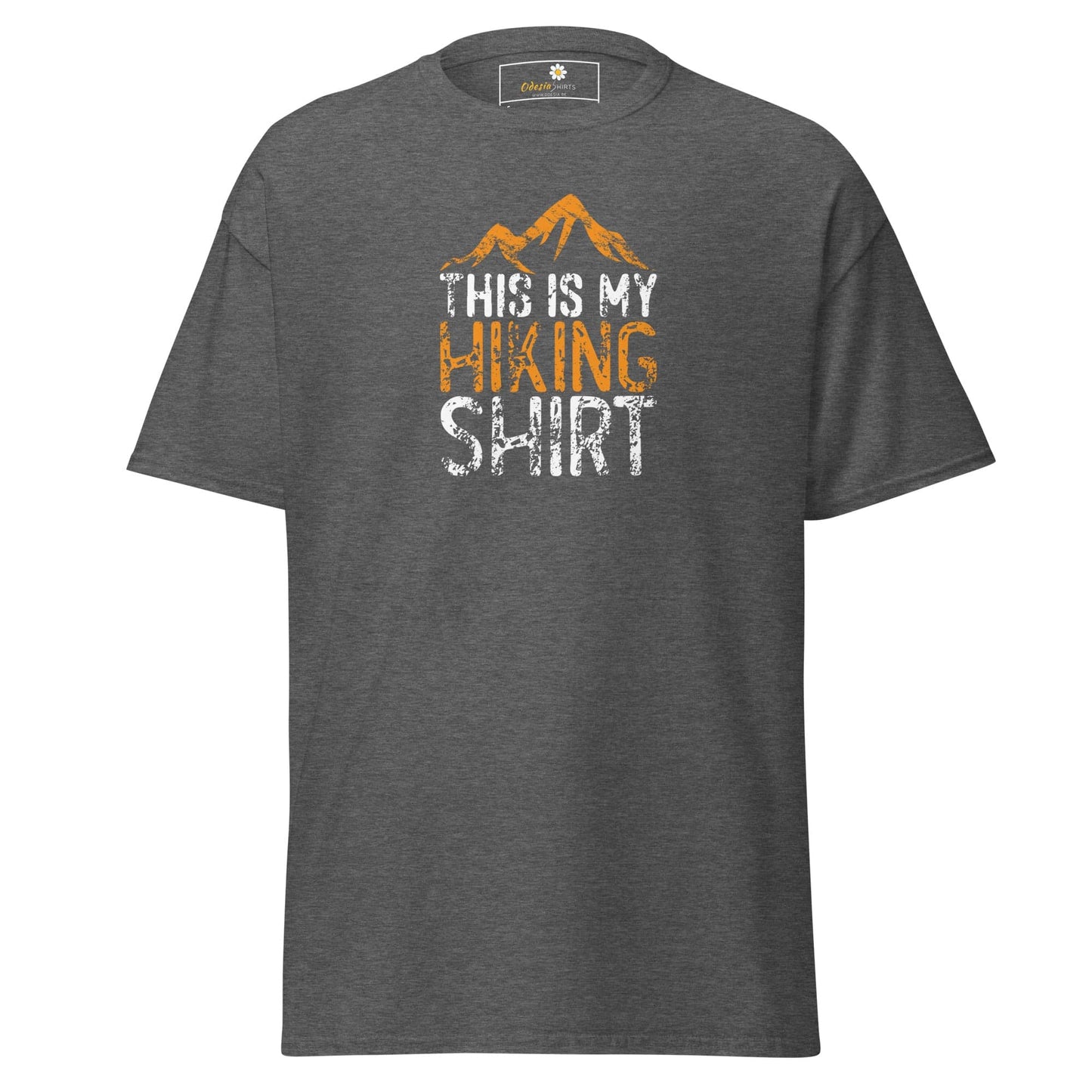 Gray T-shirt with hiking graphic from T-SHIRT DESIGN TEE for Men and Women in sizes S to XL