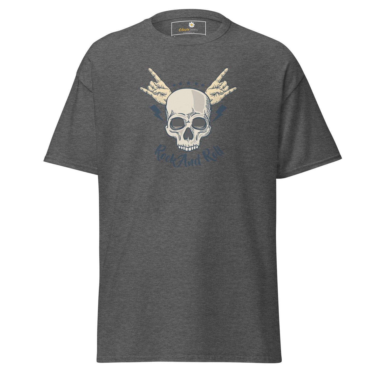 Gray T-shirt with skull graphic from T-SHIRT DESIGN TEE for Men and Women in sizes S to XL