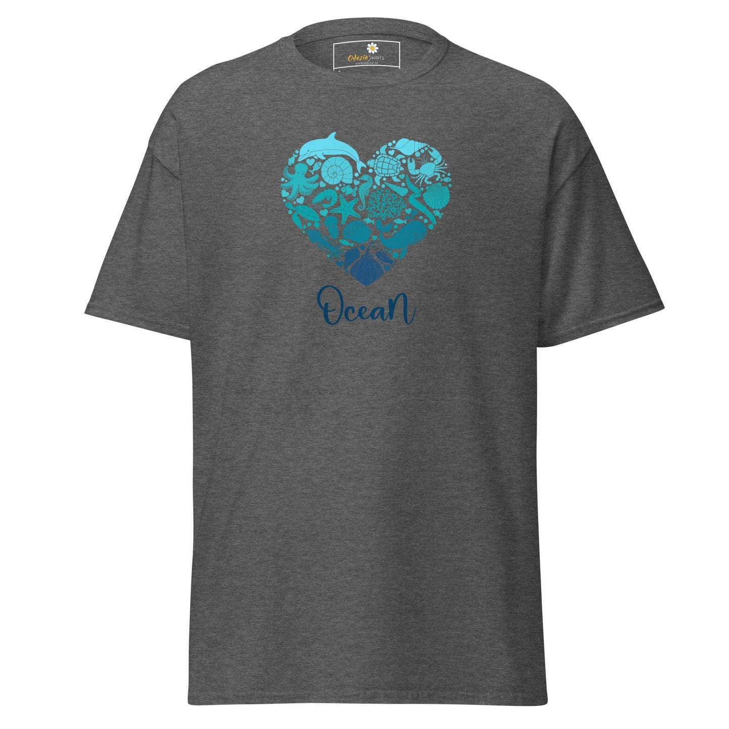Unisex classic t-shirt - FANTASY SEALIFE HEART OCEAN - REGULAR - Dark Heather / S