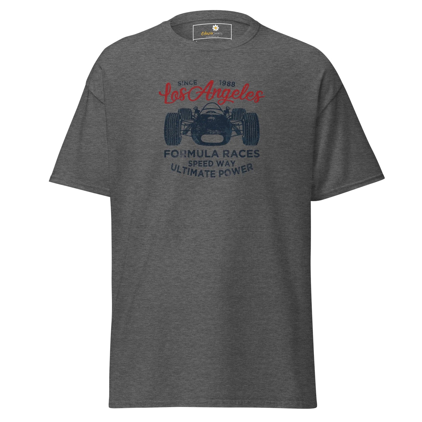 Gray T-shirt with race car graphic from T-SHIRT DESIGN TEE for Men and Women