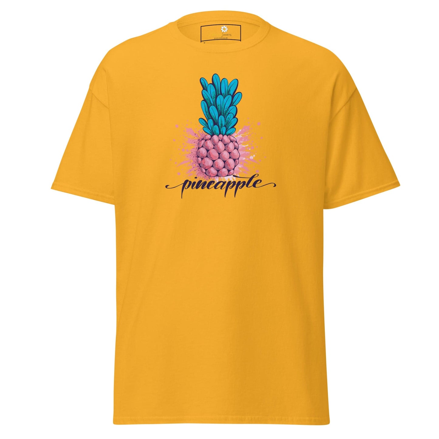 Yellow T-shirt with pineapple design for Men and Women in sizes S to XL