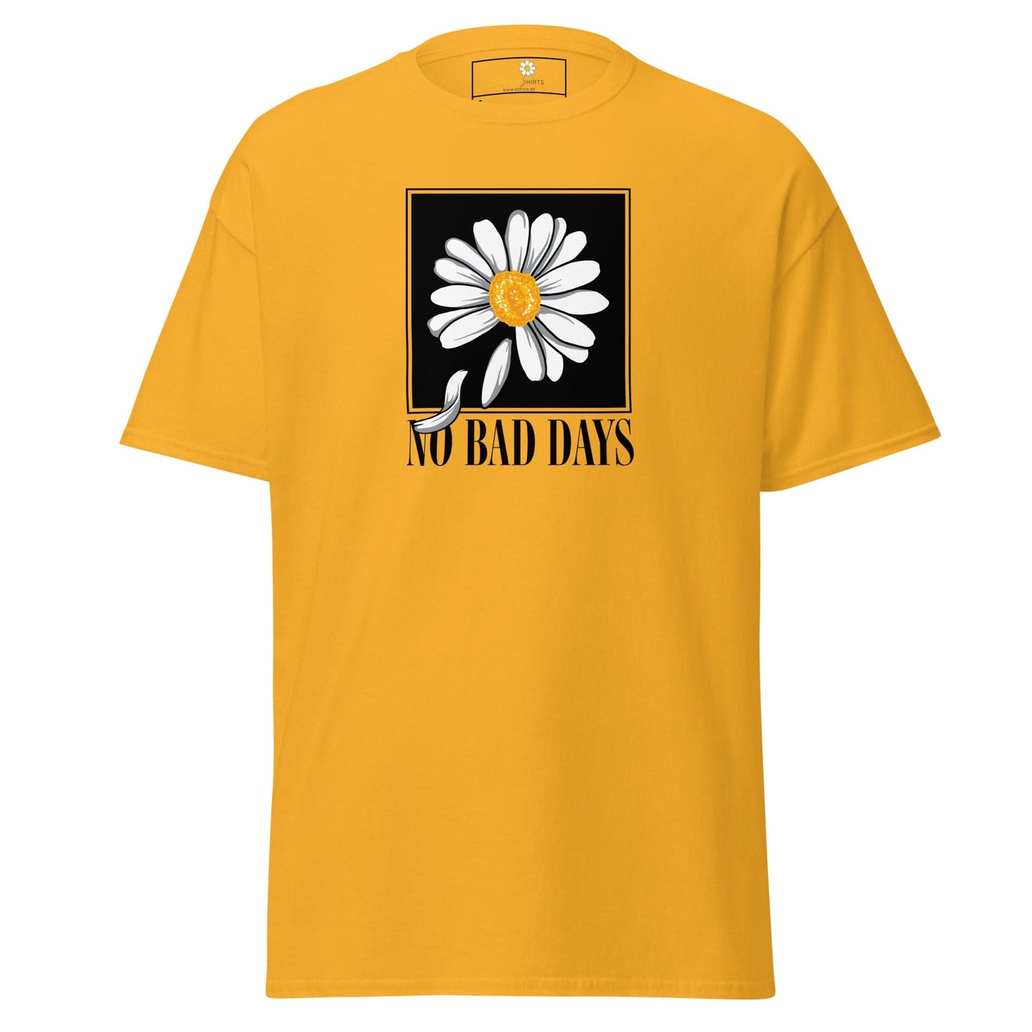 Yellow T-shirt with daisy graphic from T-SHIRT DESIGN TEE for men and women size S to XL