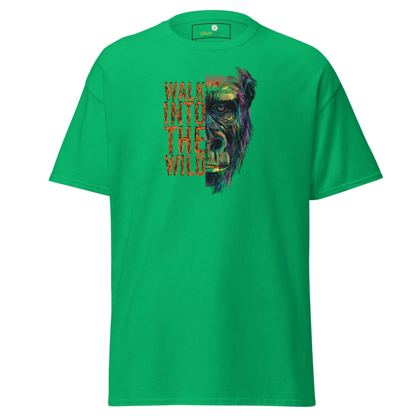 Green T-shirt with Gorilla graphic, available in S to XL for Men and Women