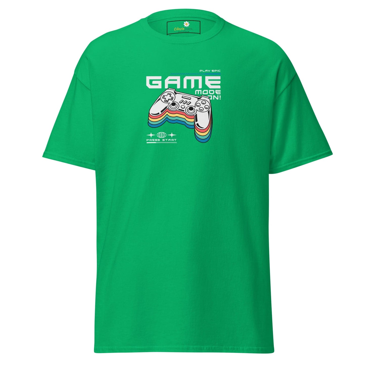 Green T-Shirt Design Tee for Men and Women with Video Game Controller Graphic
