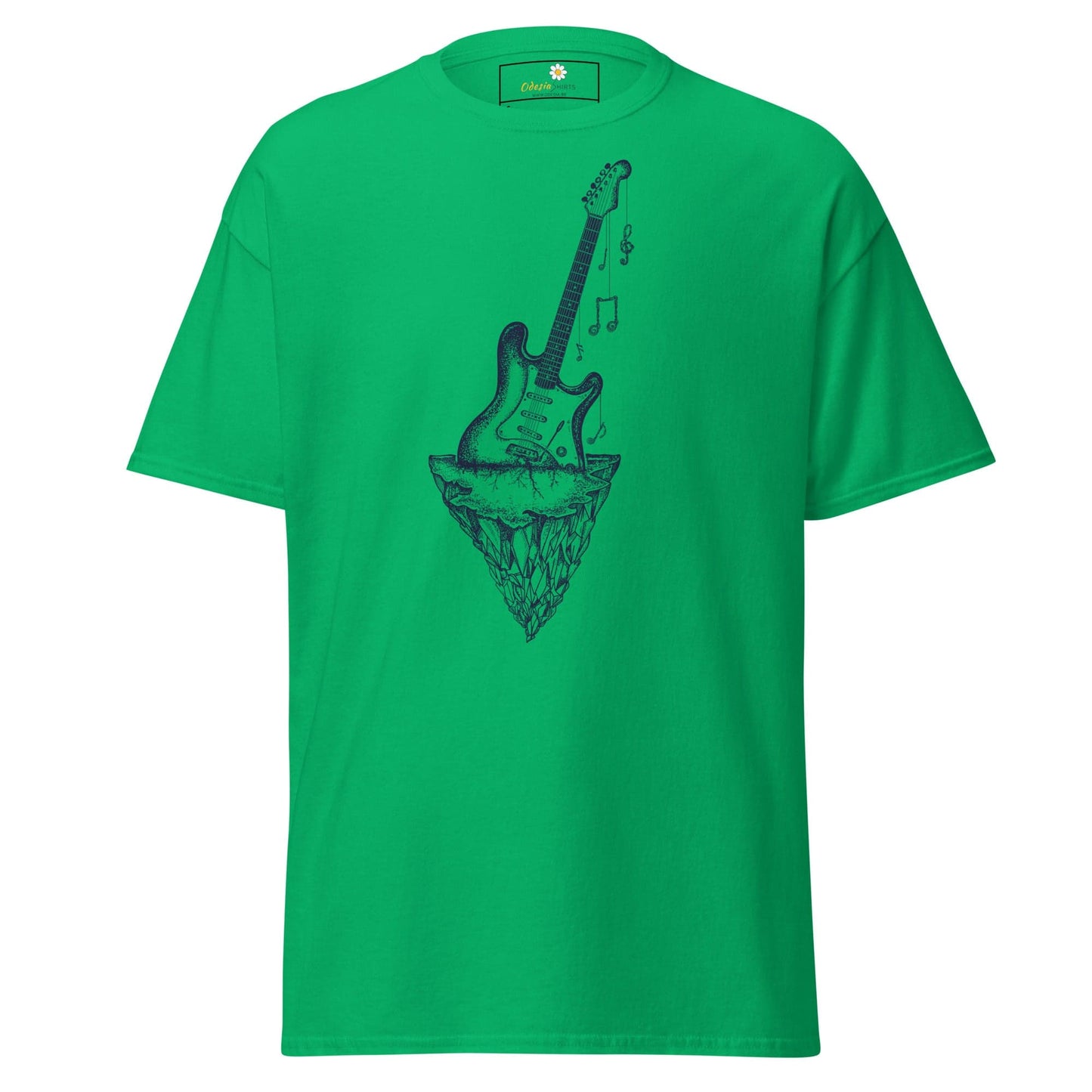 Green T-shirt with Guitar Graphic for Men and Women in Sizes S to XL