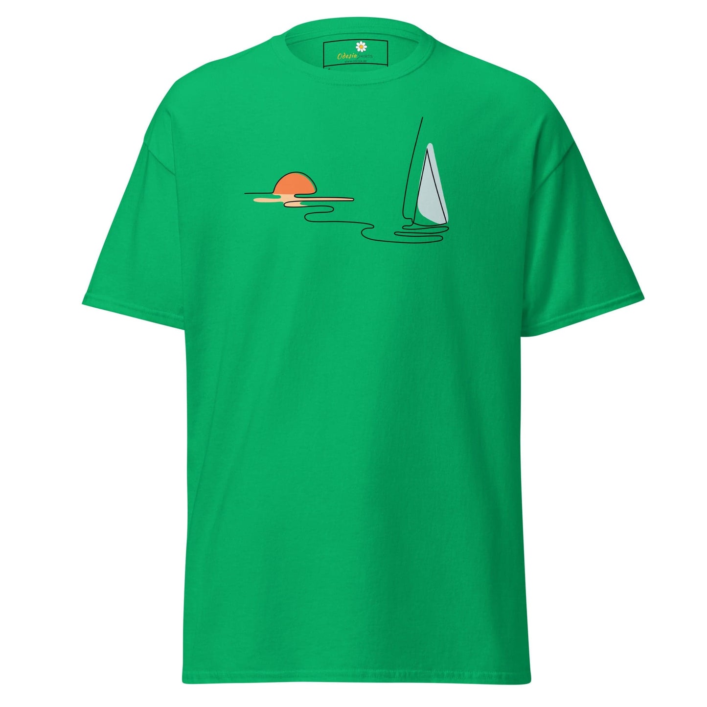 Unisex classic t-shirt - DRAWING LINE SUNSET BOAT - REGULAR - Irish Green / S