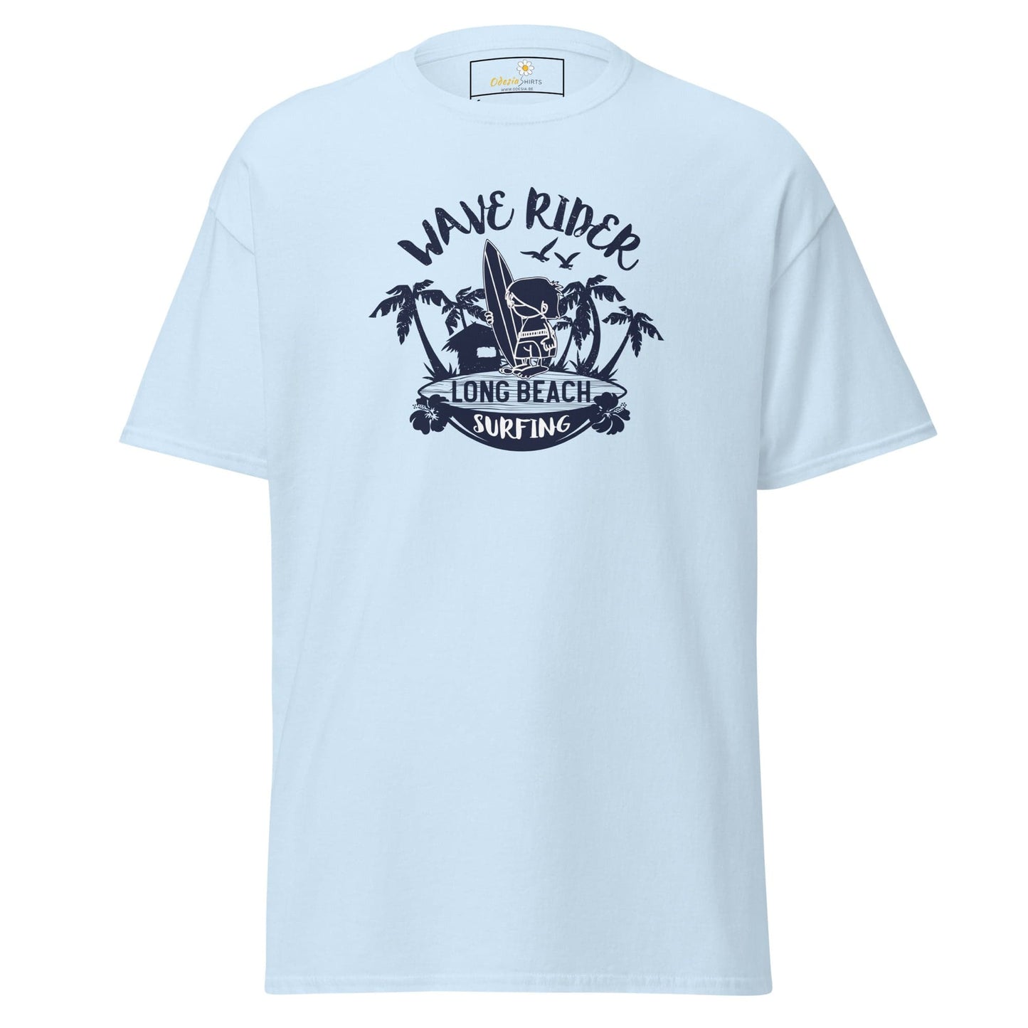 Light blue T-shirt displayed in T-SHIRT DESIGN TEE for Men and Women, available in sizes S to XL