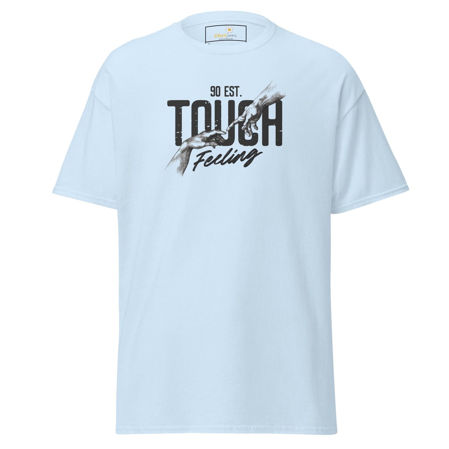 Light blue graphic T-shirt displayed in the T-SHIRT DESIGN TEE for man and woman sizes S to XL