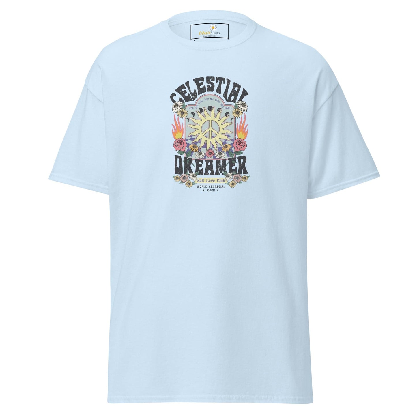 Unisex classic t-shirt - NATURE CELESTIAL FLOWERS - REGULAR - Light Blue / S
