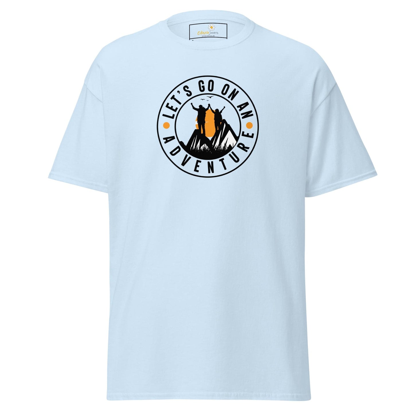 Light blue t-shirt with adventure graphic from T-SHIRT DESIGN TEE for Men and Women