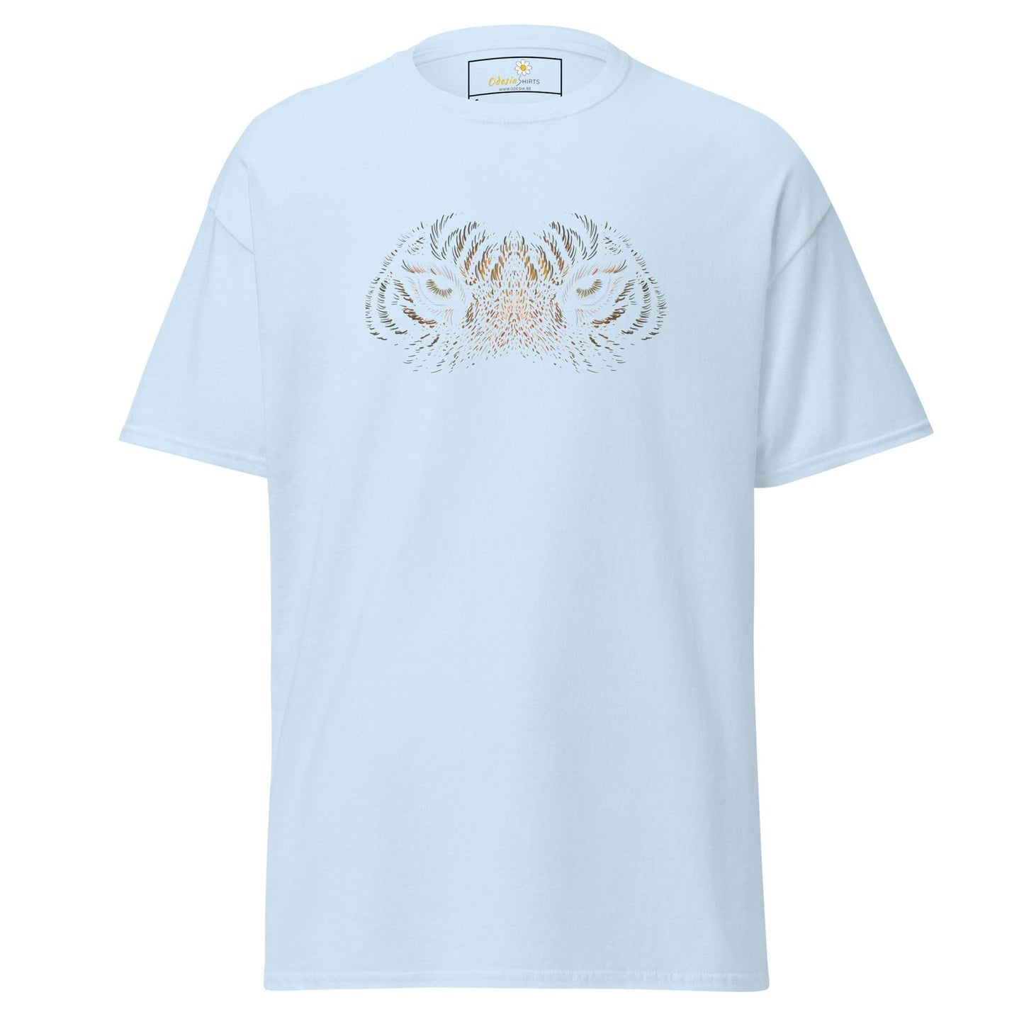 Light blue T-shirt with tiger design for Men and Women, available in sizes S to XL