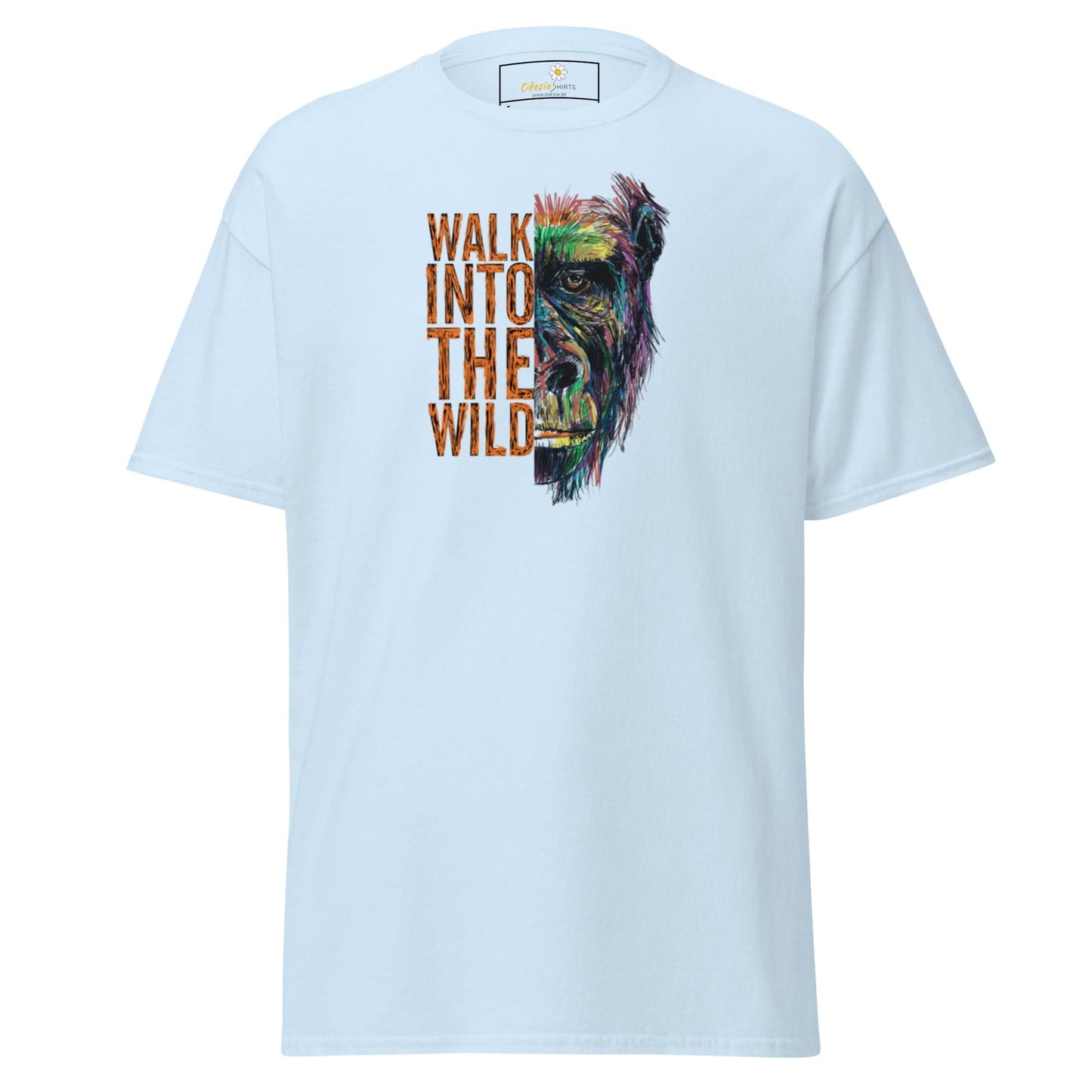 Light blue T-shirt with Gorilla graphic from T-SHIRT DESIGN TEE for Men and Women