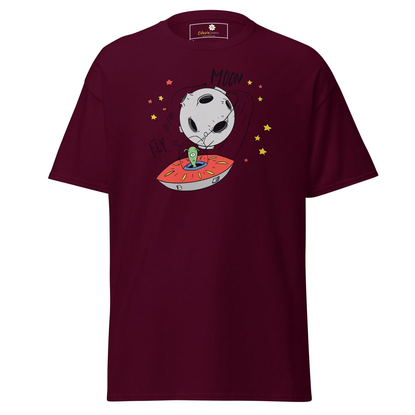 Unisex classic t-shirt - SPACE ALIEN MOON - REGULAR - Maroon / S