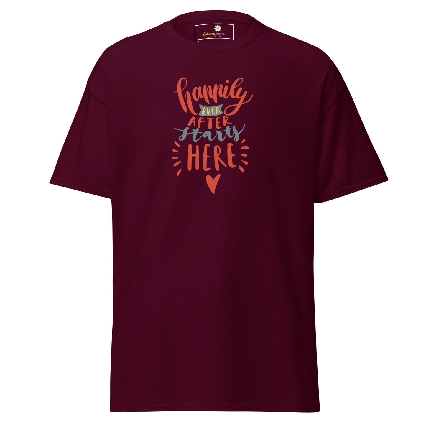 Unisex classic t-shirt - TEXT HAPPILY EVER AFTER - REGULAR - Maroon / S