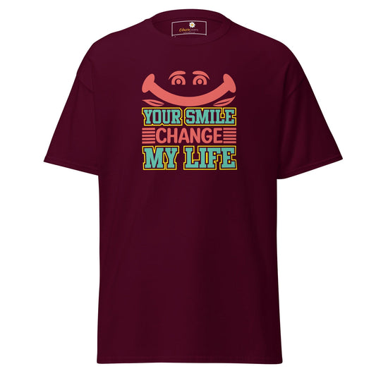 Unisex classic t-shirt - TEXT YOUR SMILE CHANGE - REGULAR - Maroon / S