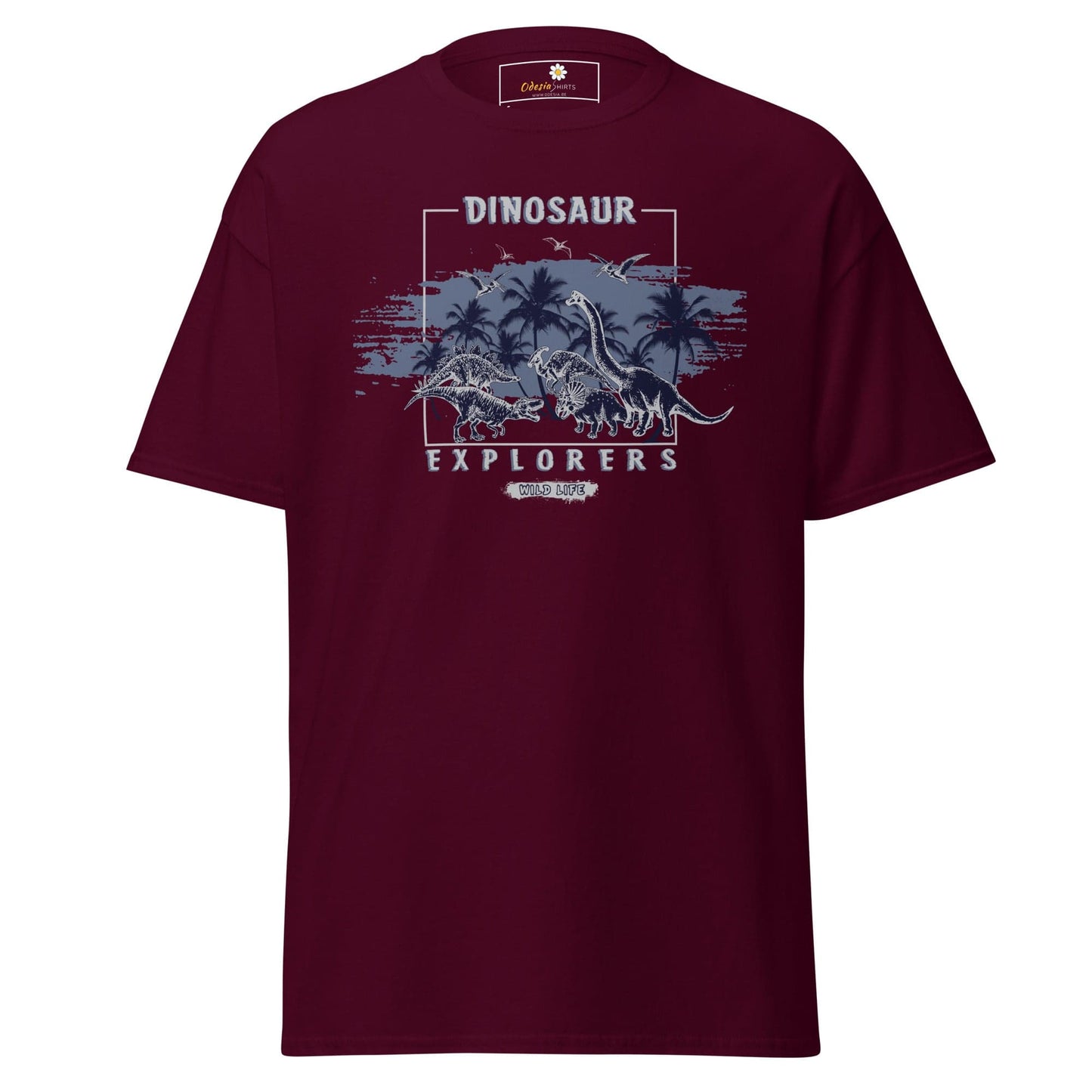 Unisex classic t-shirt - WILD LIFE DINOSAURUS - REGULAR - Maroon / S