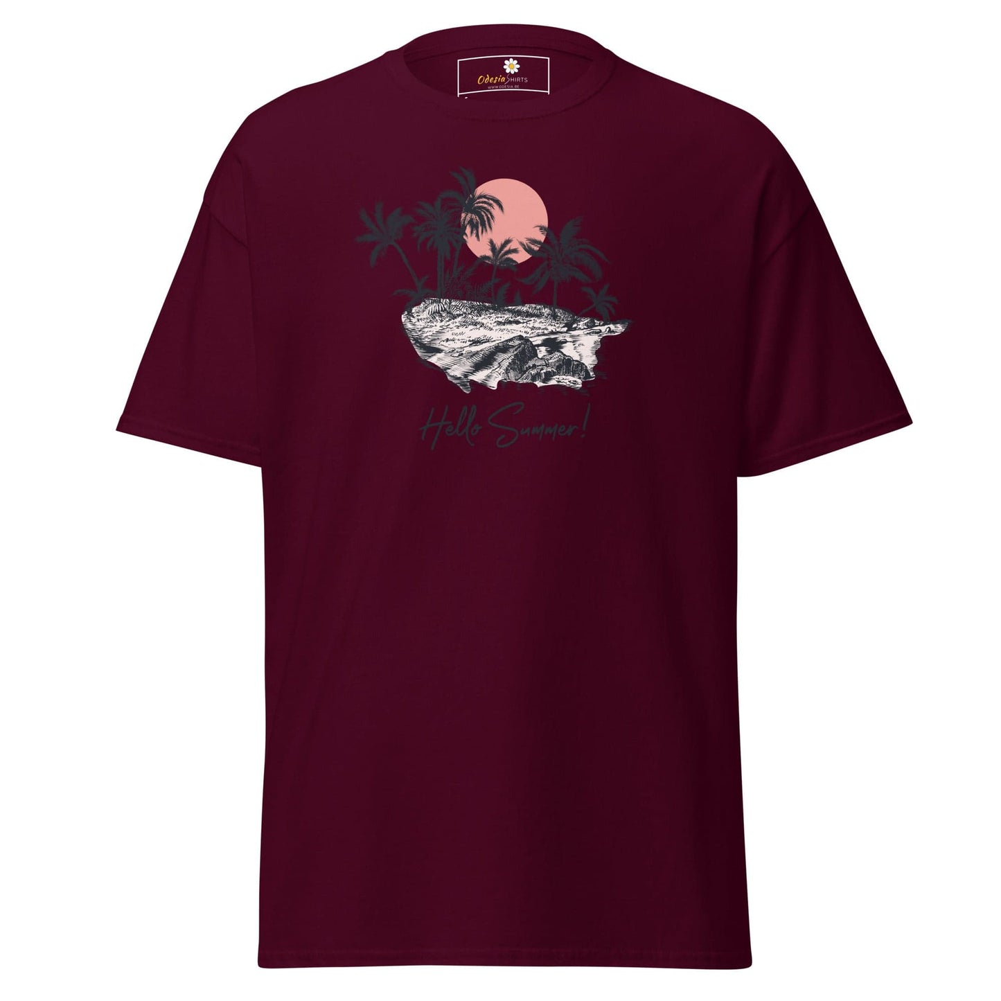 Maroon Tropical Graphic T-Shirt for Men and Women, Available in Sizes S to XL