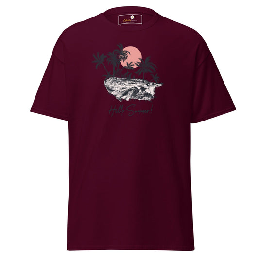 Maroon Tropical Graphic T-Shirt for Men and Women, Available in Sizes S to XL