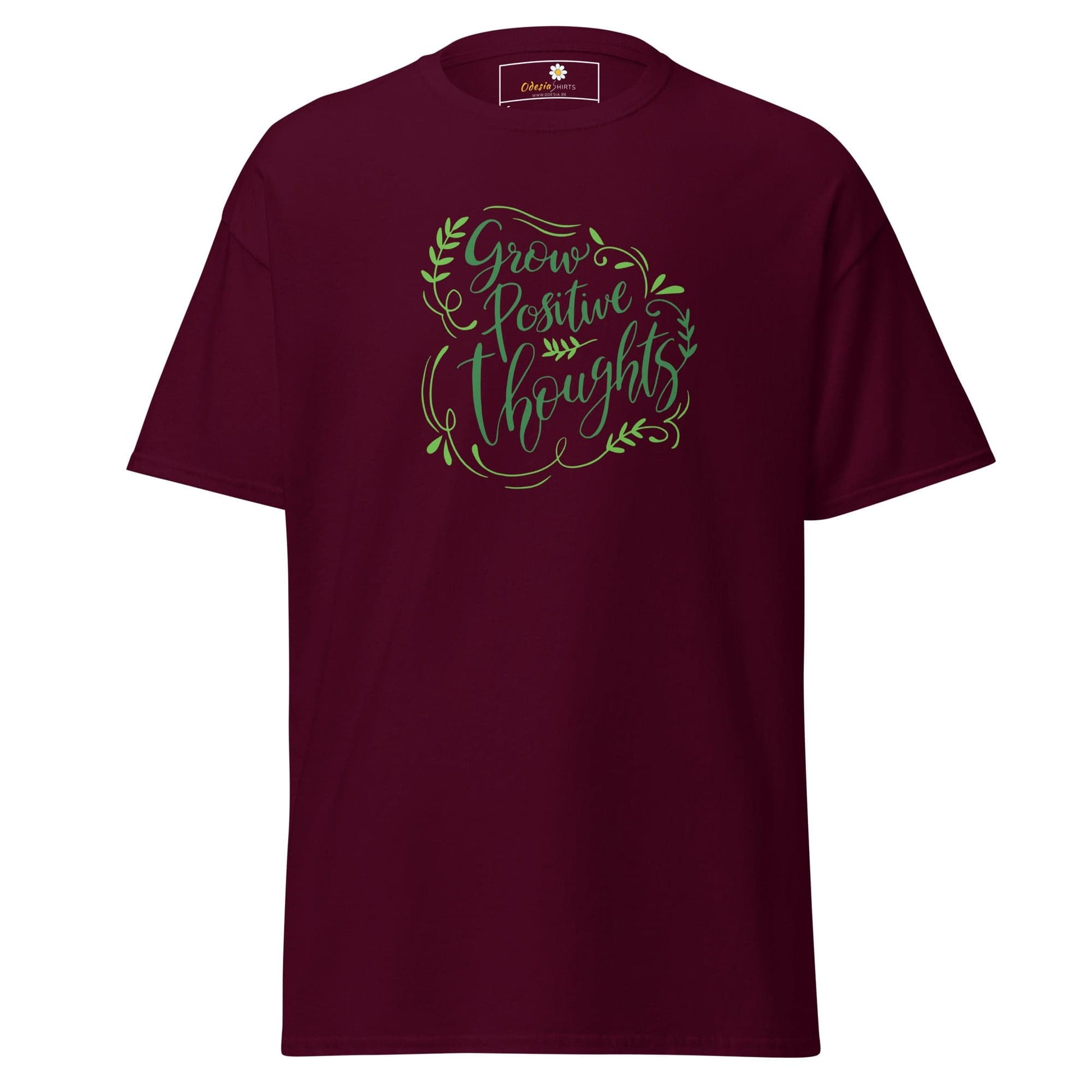 Unisex classic t-shirt - TEXT POSITIVE GROW THOUGHTS - REGULAR - Maroon / S