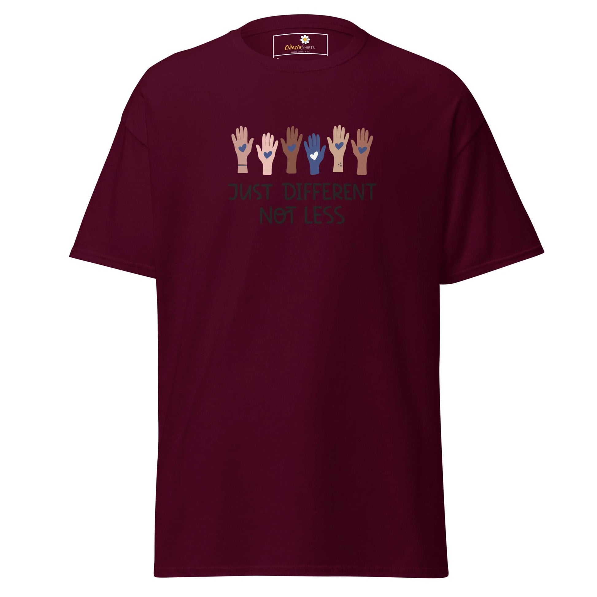 Unisex classic t-shirt - TEXT DIFFERENT NOT LESS - REGULAR - Maroon / S