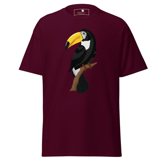 Unisex classic t-shirt - WILD LIFE TOUCAN BIRD - REGULAR - Maroon / S
