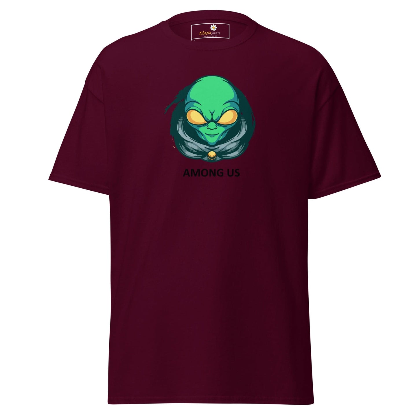 Unisex classic t-shirt - SPACE ALIEN AMONG US - REGULAR - Maroon / S