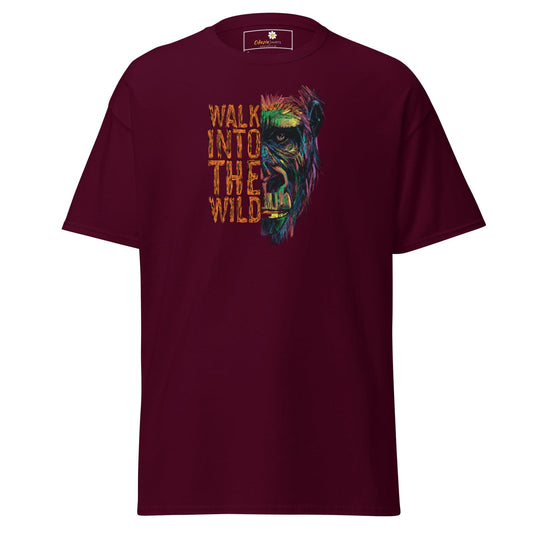 Maroon T-shirt with Gorilla graphic for Men and Women in size S to XL