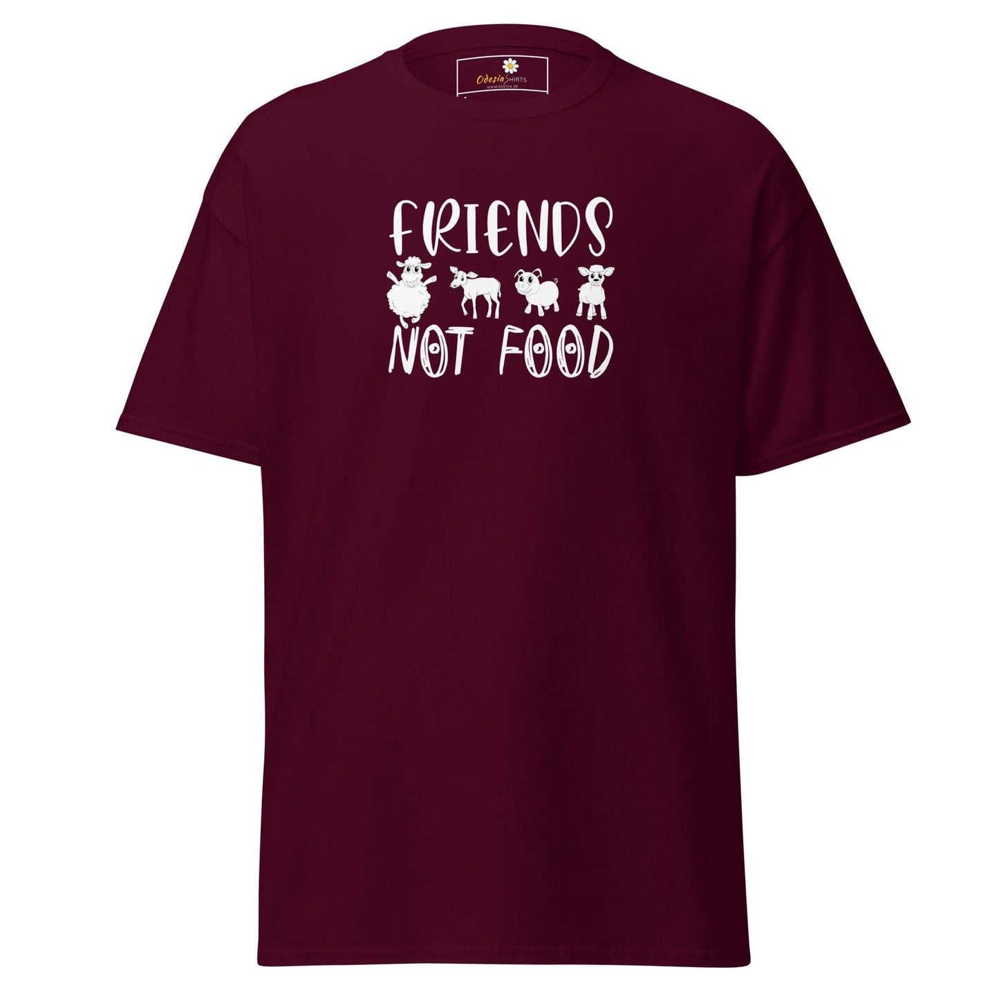 Unisex classic t-shirt - VEGAN ANIMALS FRIENDS NOT FOOD - REGULAR - Maroon / S