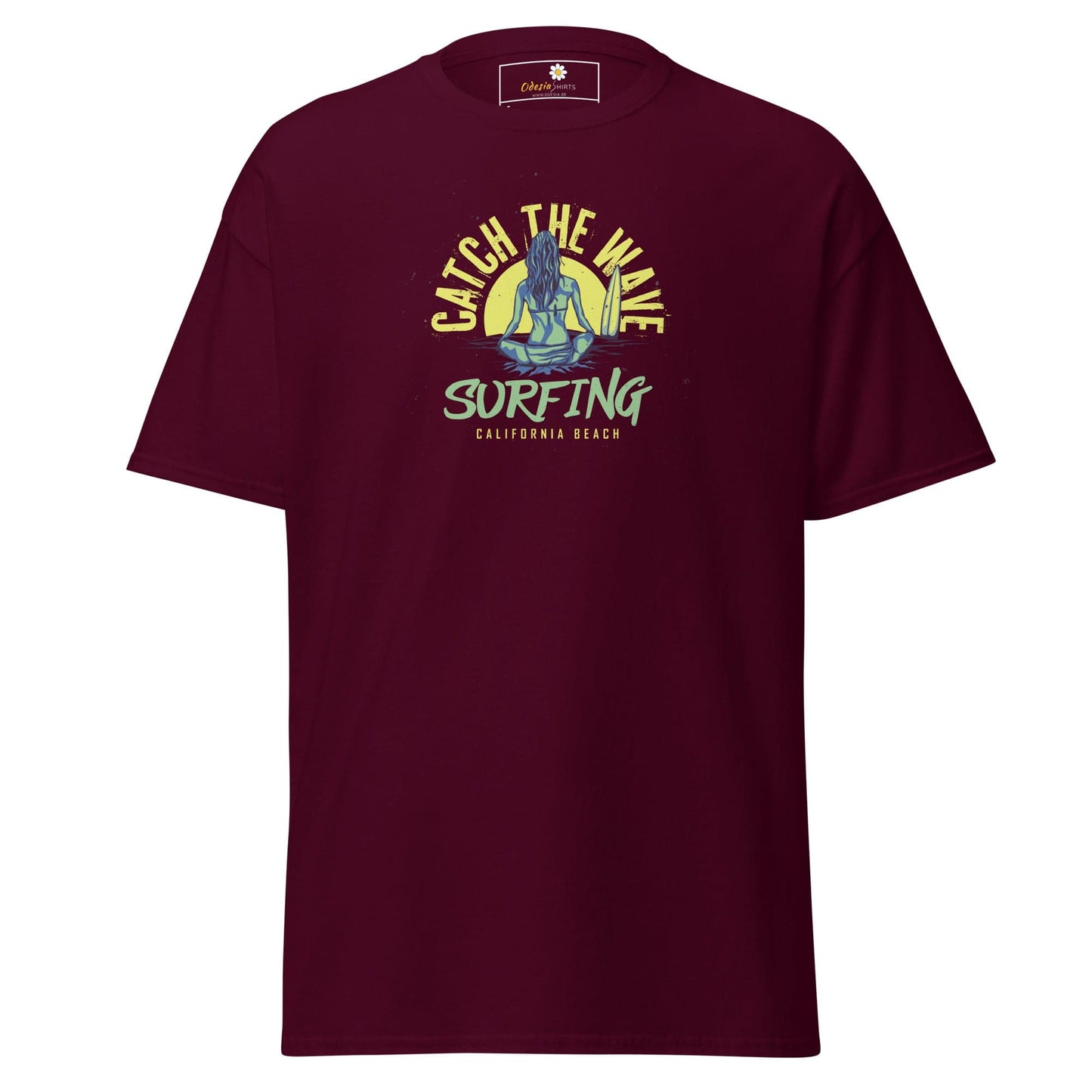 Unisex classic t-shirt - SUMMER SURFING LADY - REGULAR - Maroon / S