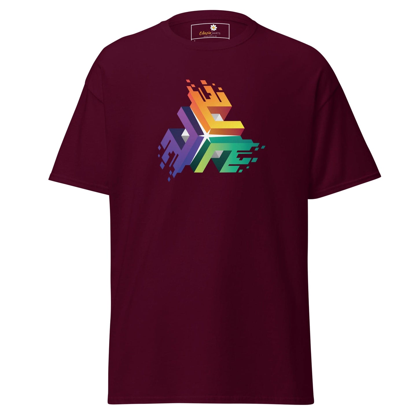 Unisex classic t-shirt - ABSTRACT COLOR CUBES - REGULAR - Maroon / S
