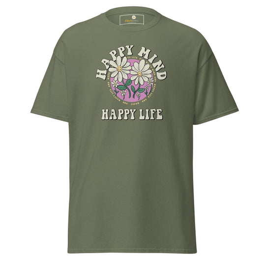 Unisex classic t-shirt - POSITIVE HAPPY MIND LIFE - REGULAR - Military Green / S